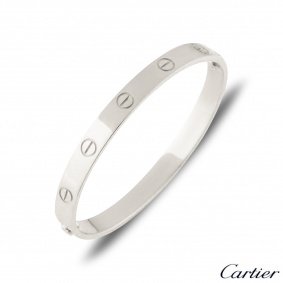 Cartier White Gold Plain Love Bracelet Size 19 B6035419 Cartier White Gold Plain Love Bracelet Size 19 B6035419